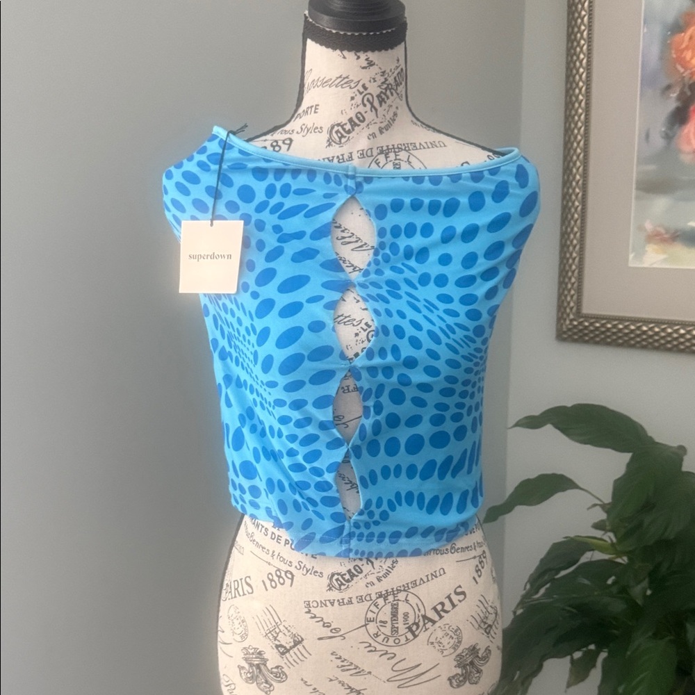 Superdown Electric Blue Patterned Crop Top